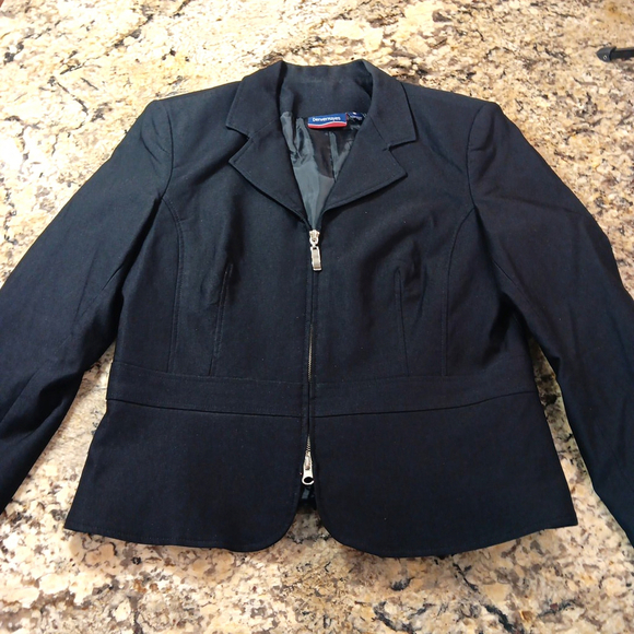 Denver Hayes Jackets & Blazers - Size 8 Denver Hayes Black Womens Zip Up Blazer Short Coat Shoulder Pads